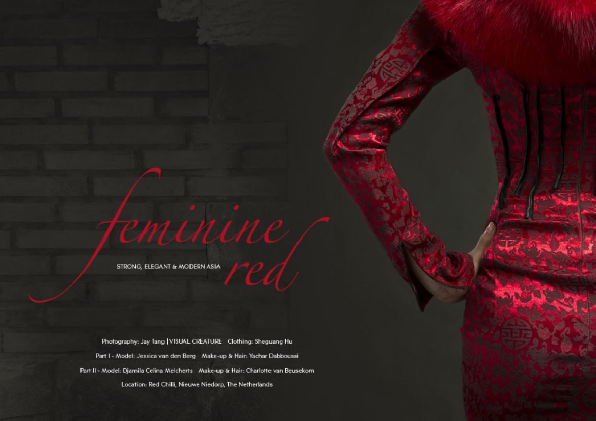 Fashion editorial ‘Feminine Red’ ft. creations by couturier Sheguang Hu